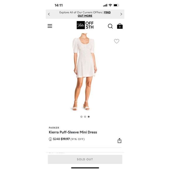 Parker  Womens  Kiera Mini Dress Size 2 XS in White Linen Blend - Picture 11 of 14